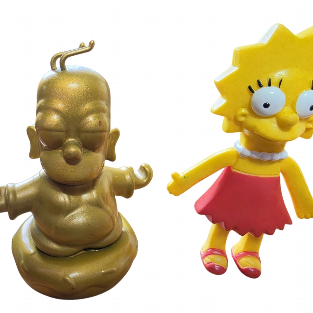 The Simpsons Lisa 3.5"  Homer Budda Vintage Toy Figure Lot Of 2